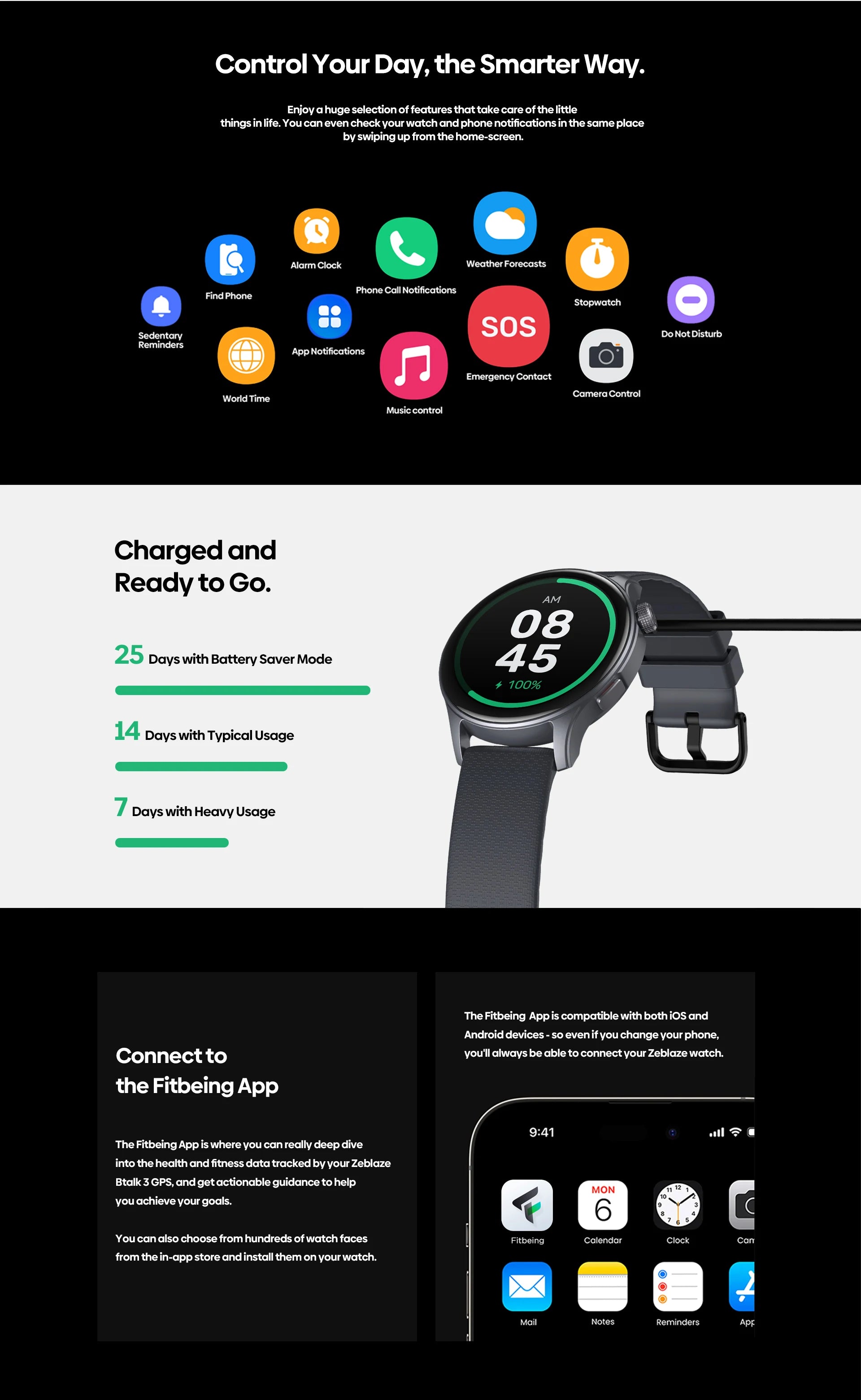 Zeblaze Btalk 3 GPS Smartwatch with AMOLED Screen - Smarsty