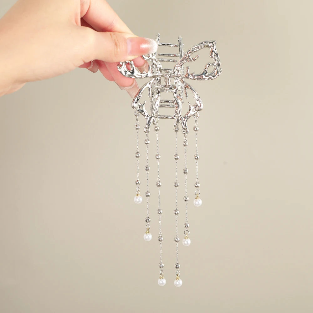 Korean Pearl Butterfly Hair Claw Clip For Women Stylish - Smarsty