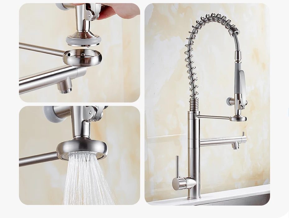 Chrome Brass Kitchen Faucet with Pull Out Spray - Smarsty