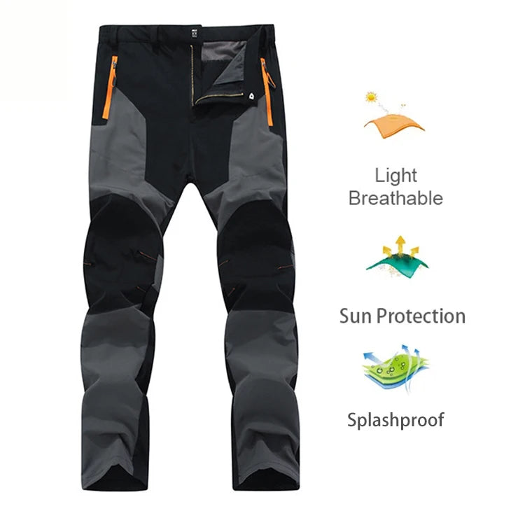 TRVLWEGO Men Summer Sports breathable Pants Hiking Trousers Camping Splash Prevention Quick Dry UV Resistant Elastic Thin - Smarsty