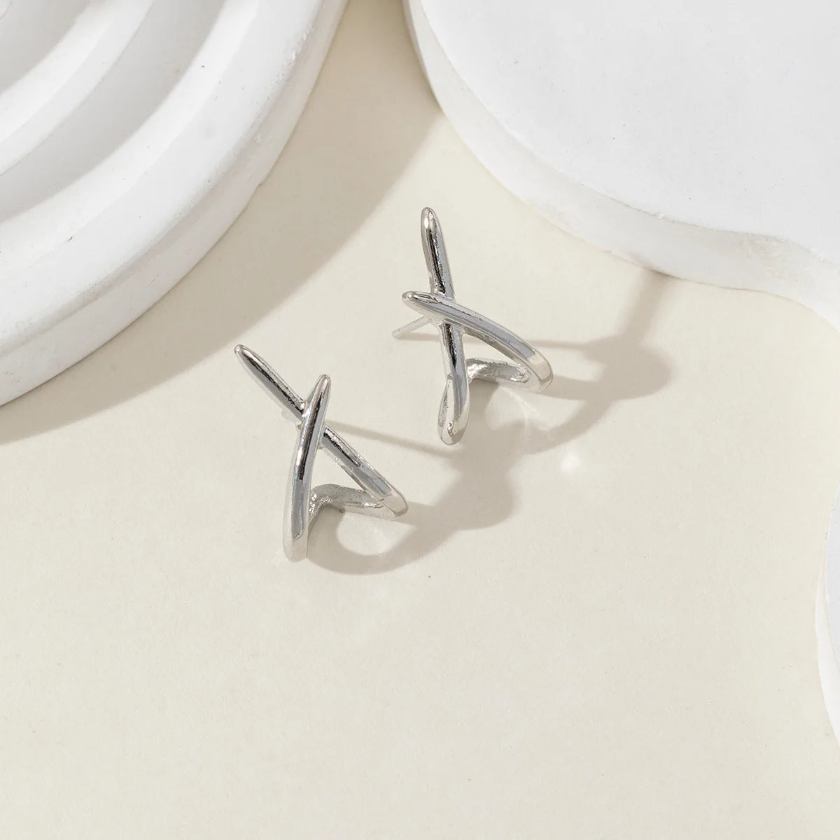 Gold Cross Stud Earrings Dainty Minimalist Lightweight - Smarsty