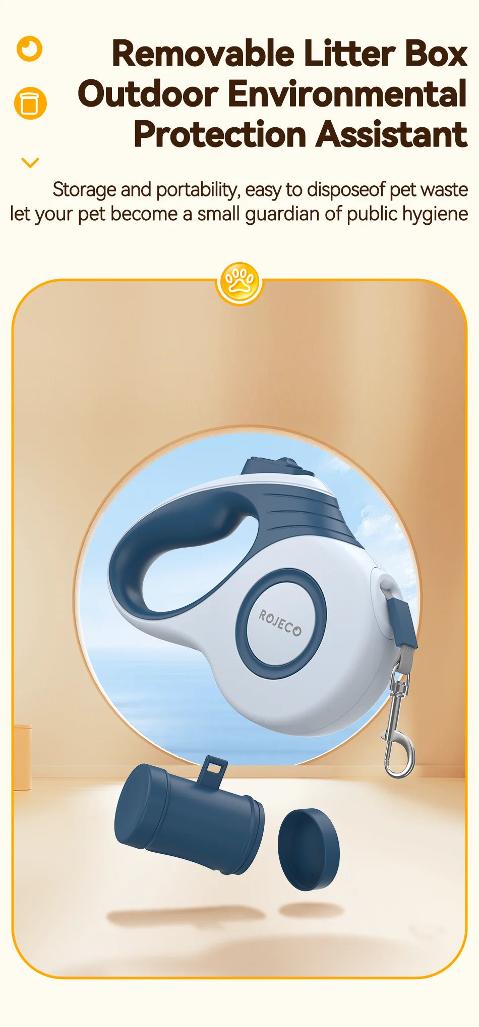 ROJECO Automatic Retractable Dog Leash for Small Dogs - Smarsty