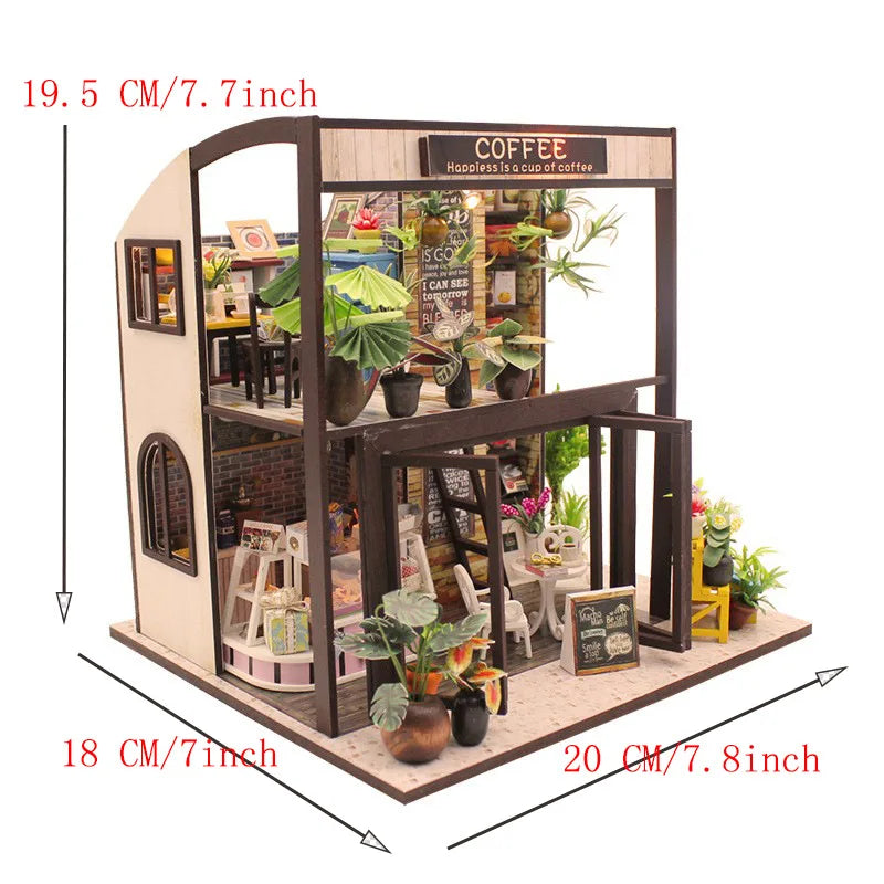 DIY Miniature Dollhouse Kits Hourly Light Studio House Sea Villa Wooden Doll House With Furniture Building Kids Toys Xmas Gifts by Smarsty