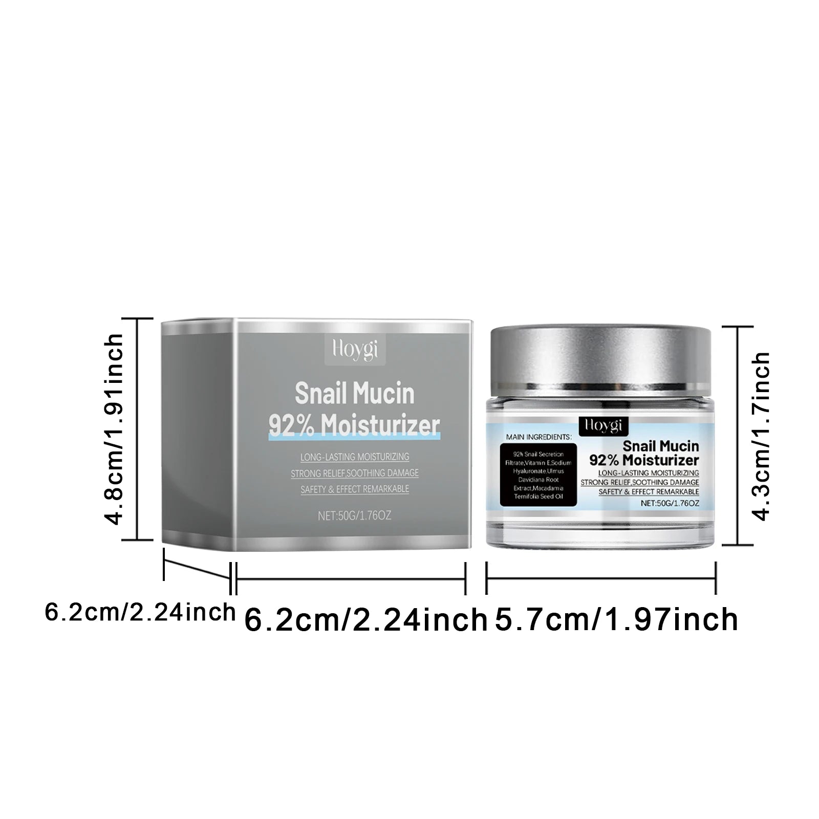 Snail Mucin 92% Moisturizer Daily Face Gel Cream Fade Fine Lines Tightne Skin Improves Dark Skin Rejuvenation Nourishing Cream