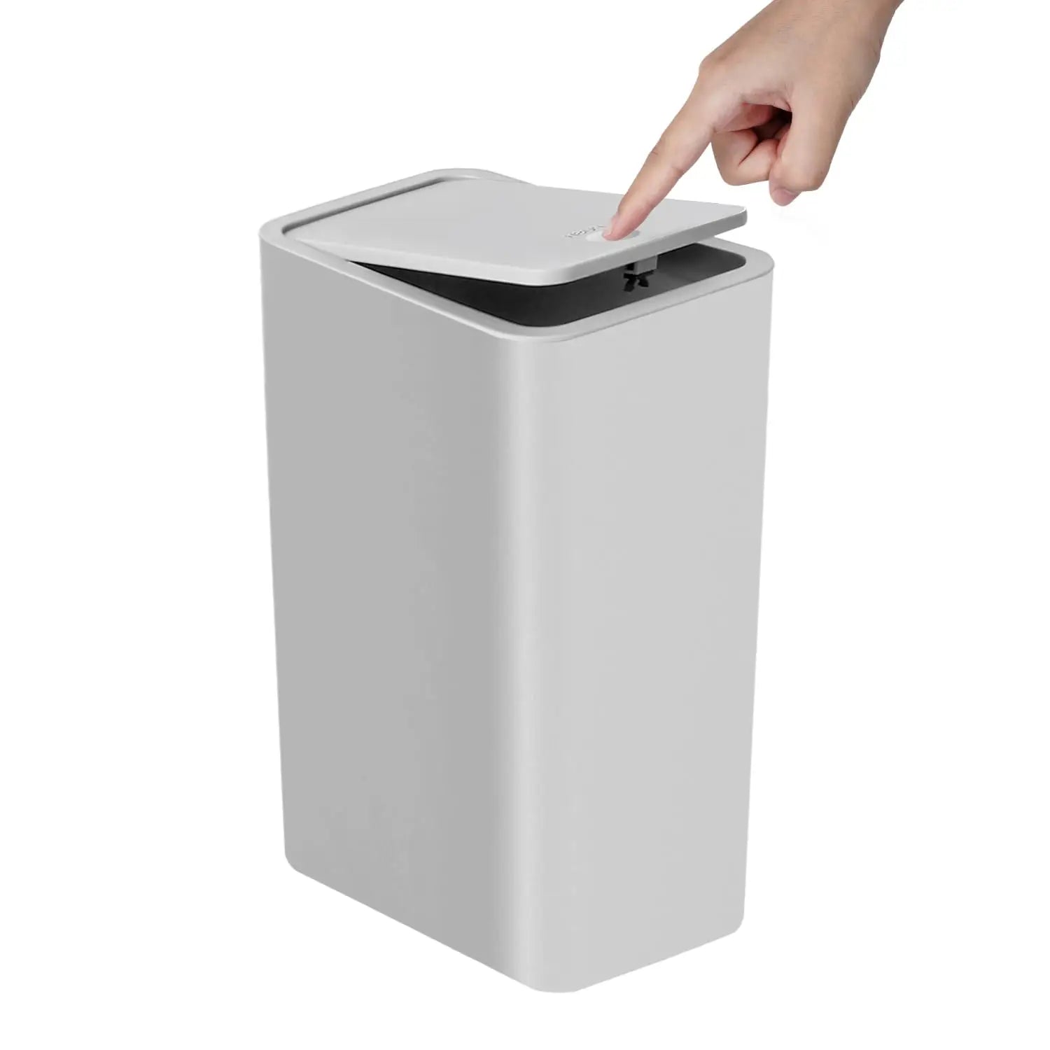 Bathroom Trash Can-10L Small Garbage Can with Press Top Lid for Toilet,Bedroom,Living Room – Plastic Wastebasket with Pop-up Lid - Smarsty