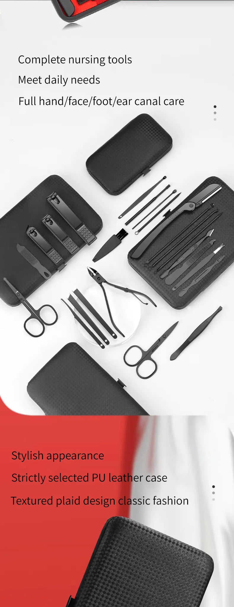 Convenient Black and Red Nail Clipper Set - Smarsty