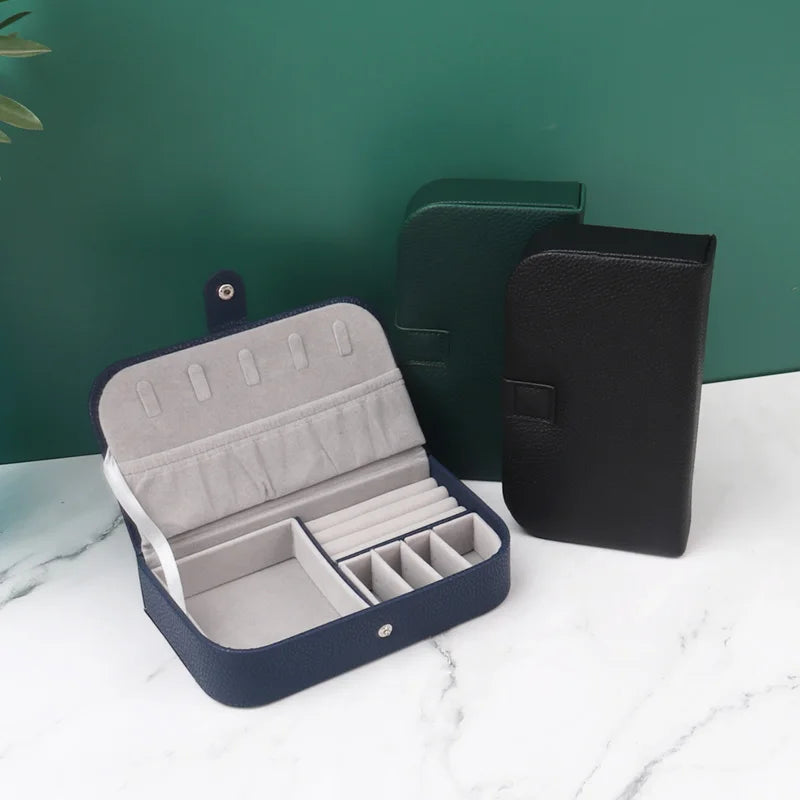Portable Jewelry Organizer Case for Travel with Leather Storage - Smarsty