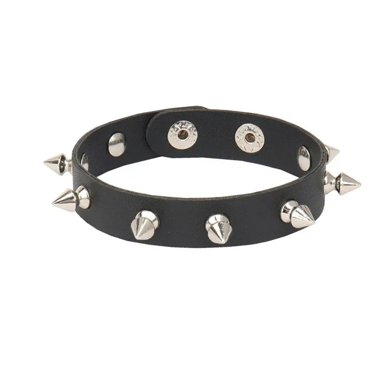 Adjustable PU Leather Studded Punk Bracelet for Men Women - Smarsty