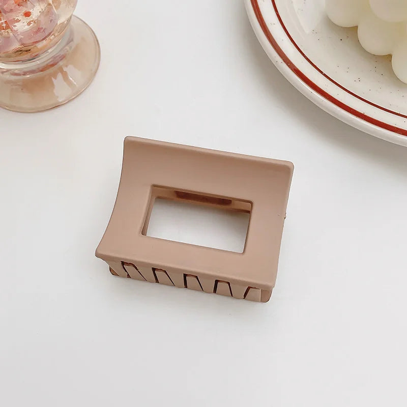 Korean Coffee Beige Acrylic Geometric Hair Claw Clip Large - Smarsty