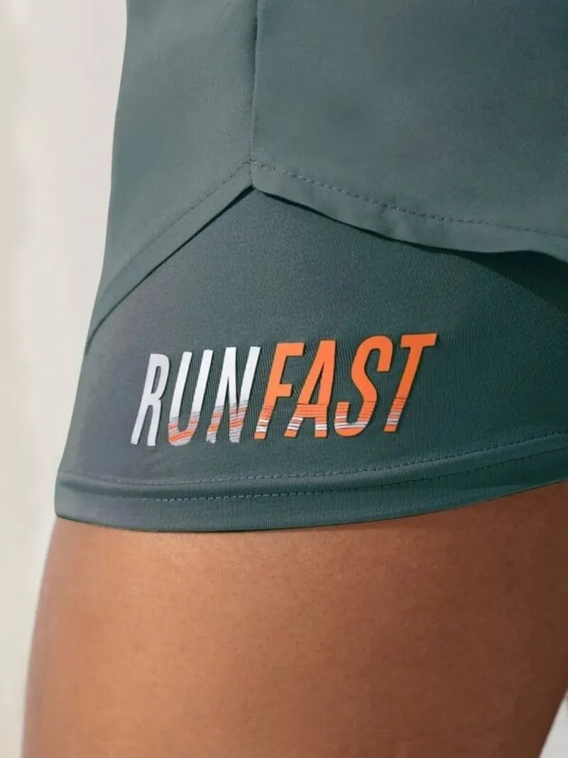 Women's High Rise Yoga Shorts With Elastic Proximity Control Running Shorts, Fake Two Pieces Pants - Smarsty