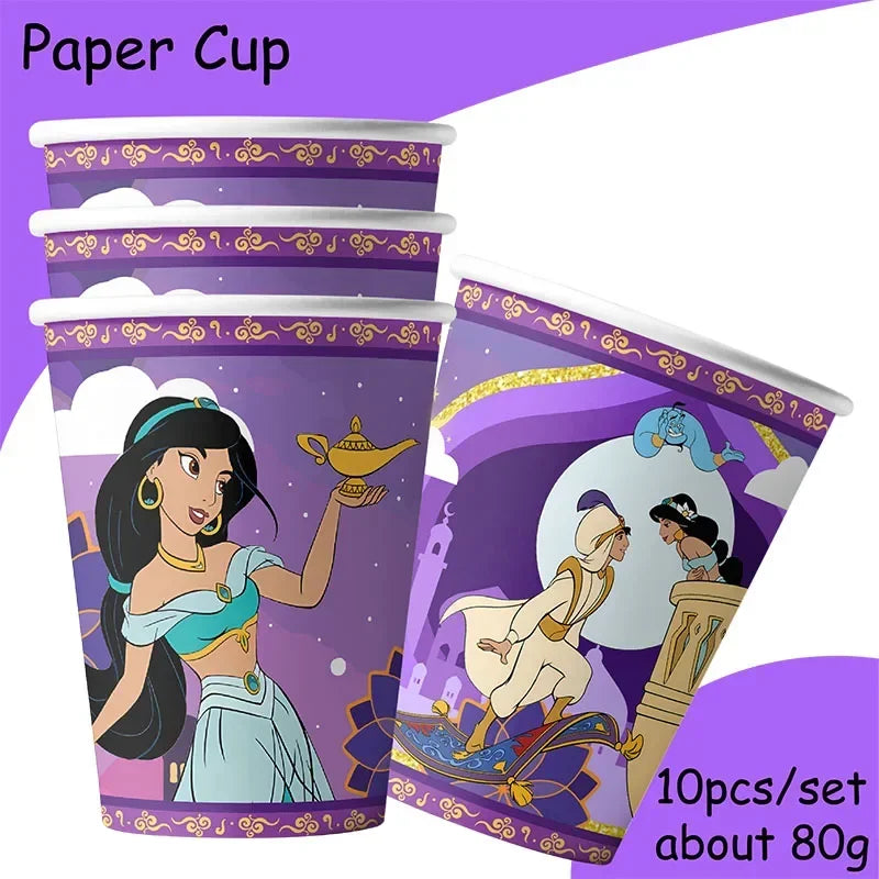 Jasmine Princess Aladdin Birthday Party Tableware Set - Smarsty