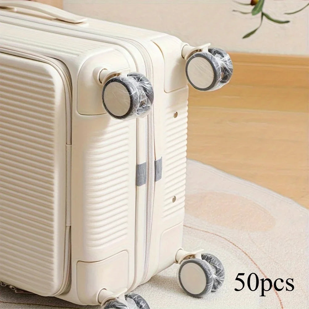 50/80pcs Luggage Wheel Covers - Dustproof Suitcase Protectors Wheel, Disposable Travel Accessories for Trolley Cases