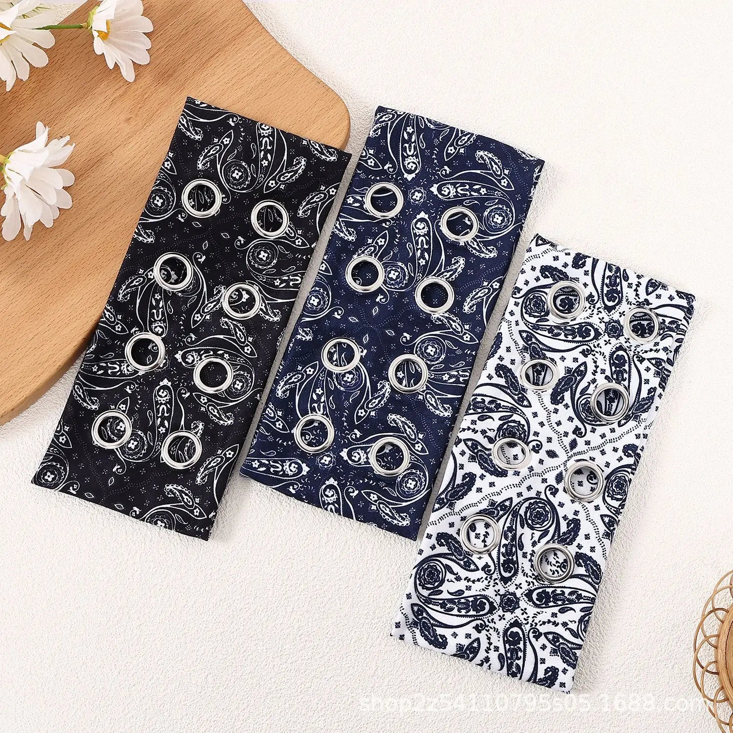 Punk Grunge Wide Elastic Headband Stretchy Metal Look - Smarsty