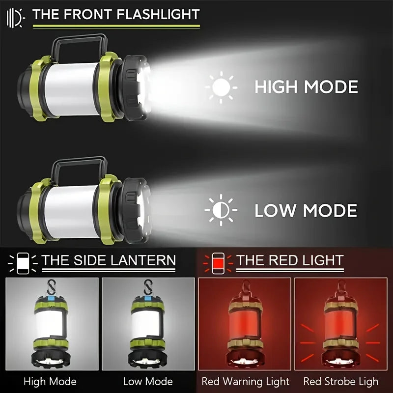 Rechargeable LED Camping Light 1000LM Lantern Flashlight 6 Modes 4000mAh Power Bank for Power Outage Hurricane Outdoor Hiking