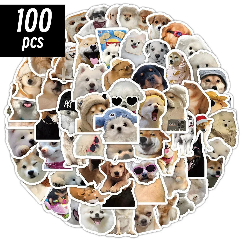 10/50/100pcs Funny Dog Stickers Cartoon Cute Decals Toy Stationery Guitar Phone Bicycle Laptop Luggage Car Graffiti Kids Sticker - Smarsty