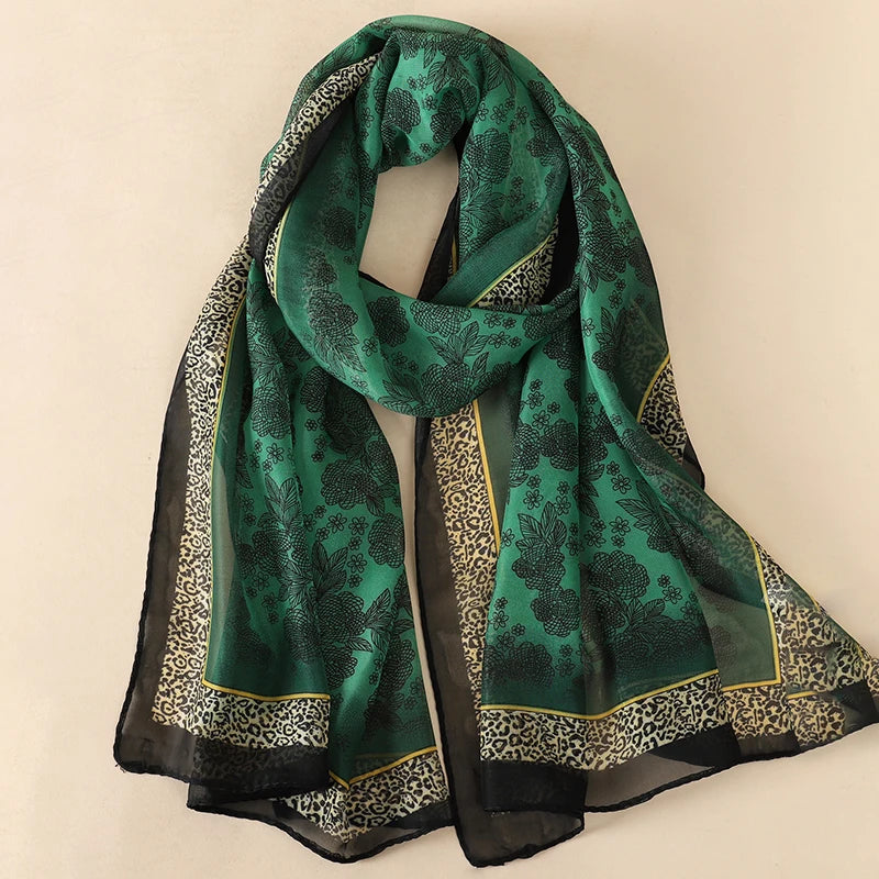 Women Print Chiffon Scarf Lightweight Sunscreen Shawl Wrap - Smarsty
