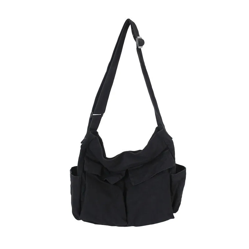 Retro Canvas Workwear Shoulder Bag Large Capacity Messenger - Smarsty