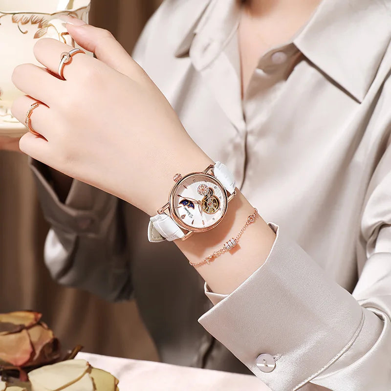 Luxury Automatic Mechanical Watch for Women with Moon Phase - Smarsty