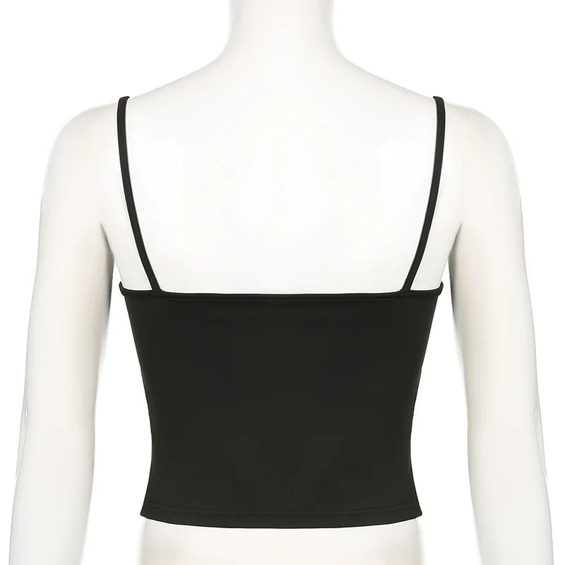 Basic Solid Camis Summer Casual Sleeveless Spaghetti Strap Top Women Harajuku All-match Cropped Tops y2k Vintage Clothing - Smarsty