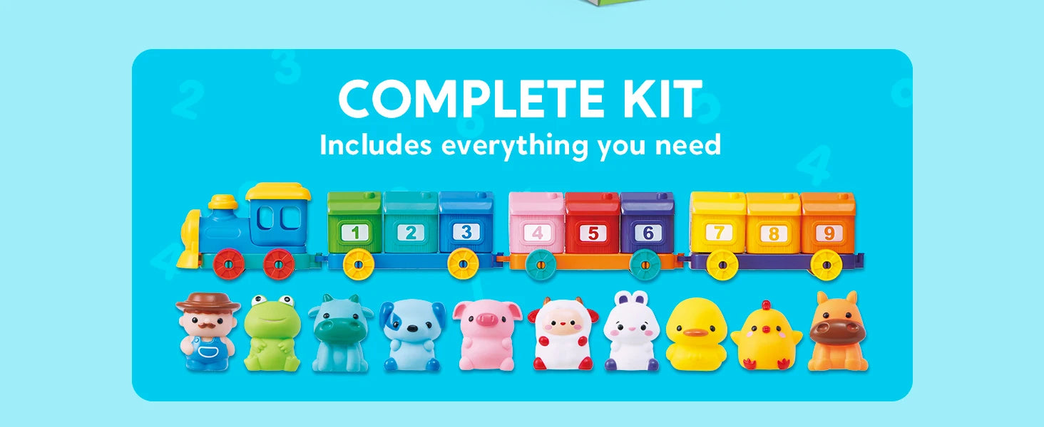 JOYFY Learning Farm Train Counting Matching & Sorting Montessori Including 9 Farm Animals for Baby Christmas Birthday Gift