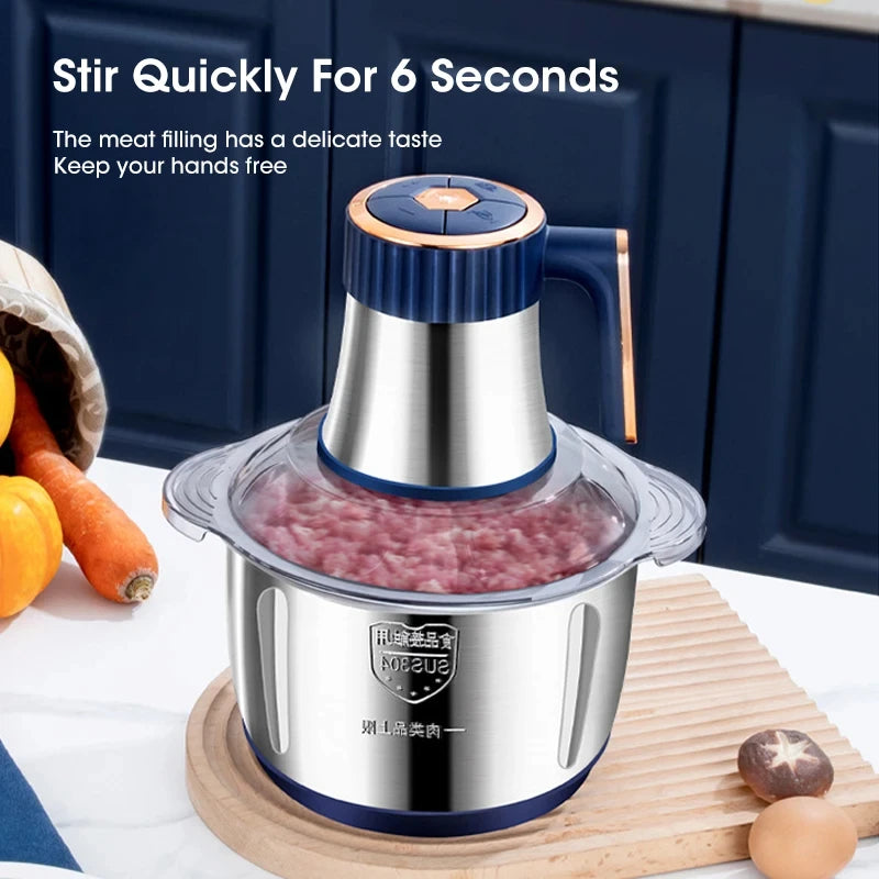 5L Electric Meat Grinders Food Crusher Stainless Steel Multifunctional Vegetable Slicer Processor Chopper Kitchen Appliances by Smarsty