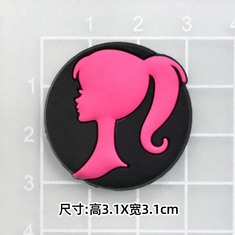 MINISO 20P Cute Cartoon PVC Pink Fashion Barbie Shoe Flowers DIY Hole Shoes Sandals Charm Shoes Accessories Party Festival Gifts