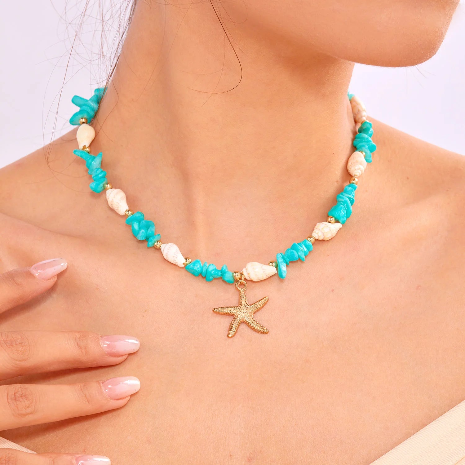 Bohemian Starfish Pendant Beaded Bracelet for Women - Smarsty