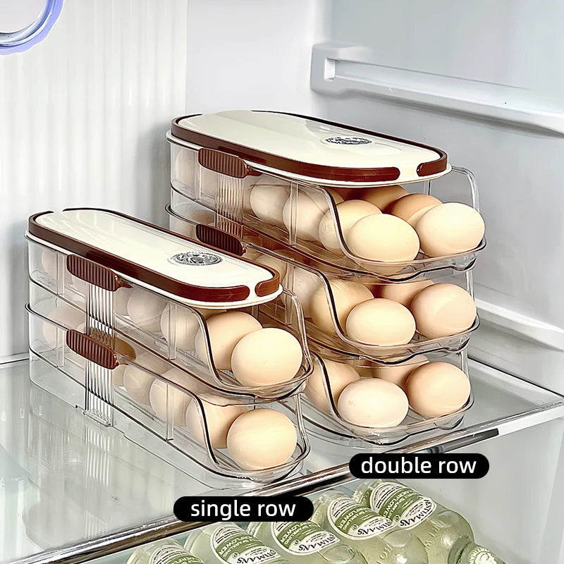 1PCS Home Refrigerator Egg Storage Box Automatic Rolling Eggs Holder Rack Egg Roller Organizer Kitchen Countertop Egg Shelf by Smarsty