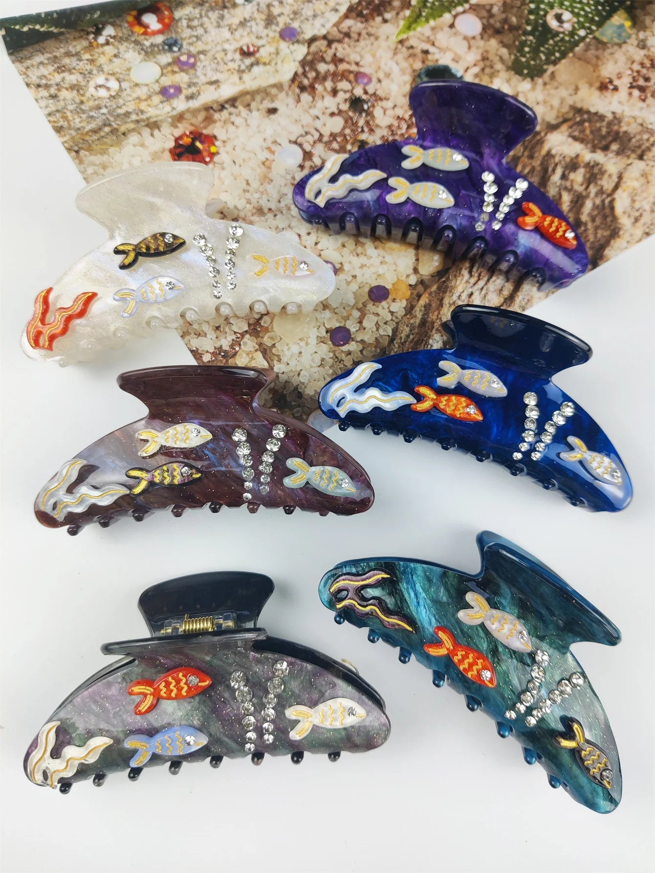 Handmade Large Sea Hair Claw Clips Acetate Beach Starfish - Smarsty