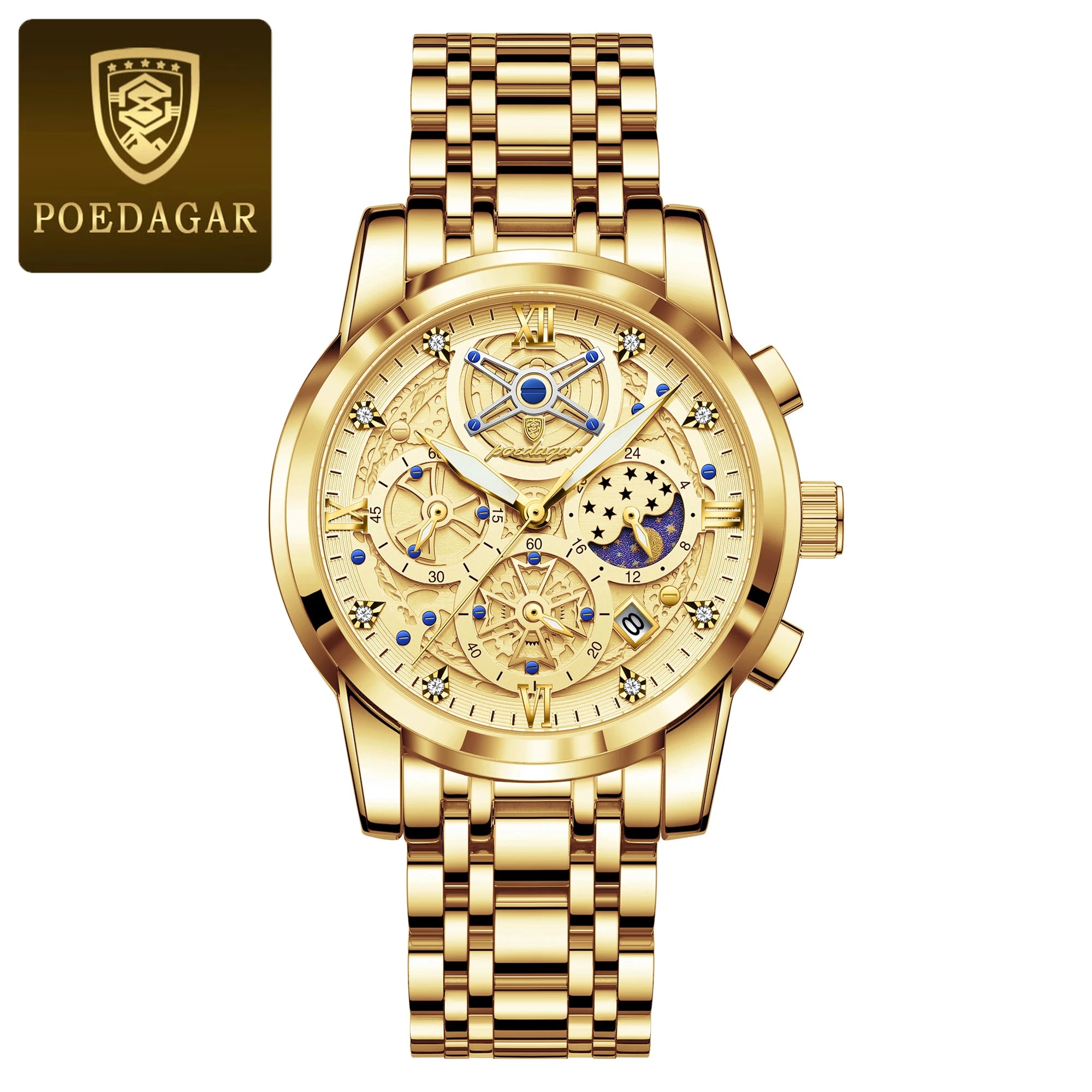 Luxury Waterproof Men's Chronograph Watch with Luminous Date - Smarsty