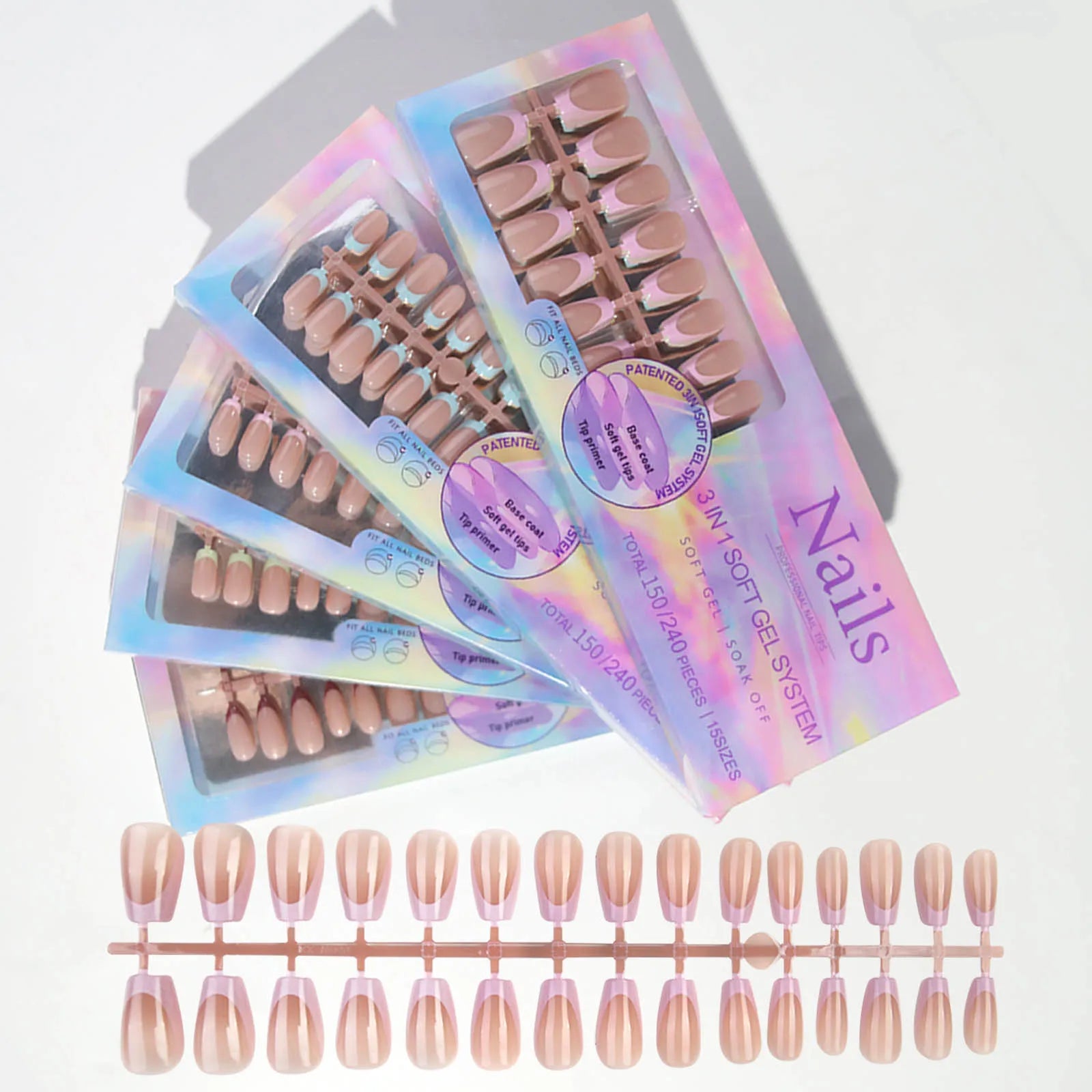 150 Piece Almond French False Nails Set for Easy Application - Smarsty