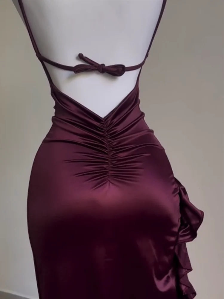 2024 Europe and the United States explosive new cross-border dress summer senior sense Y2K sexy halter Spice Girl dress - Smarsty