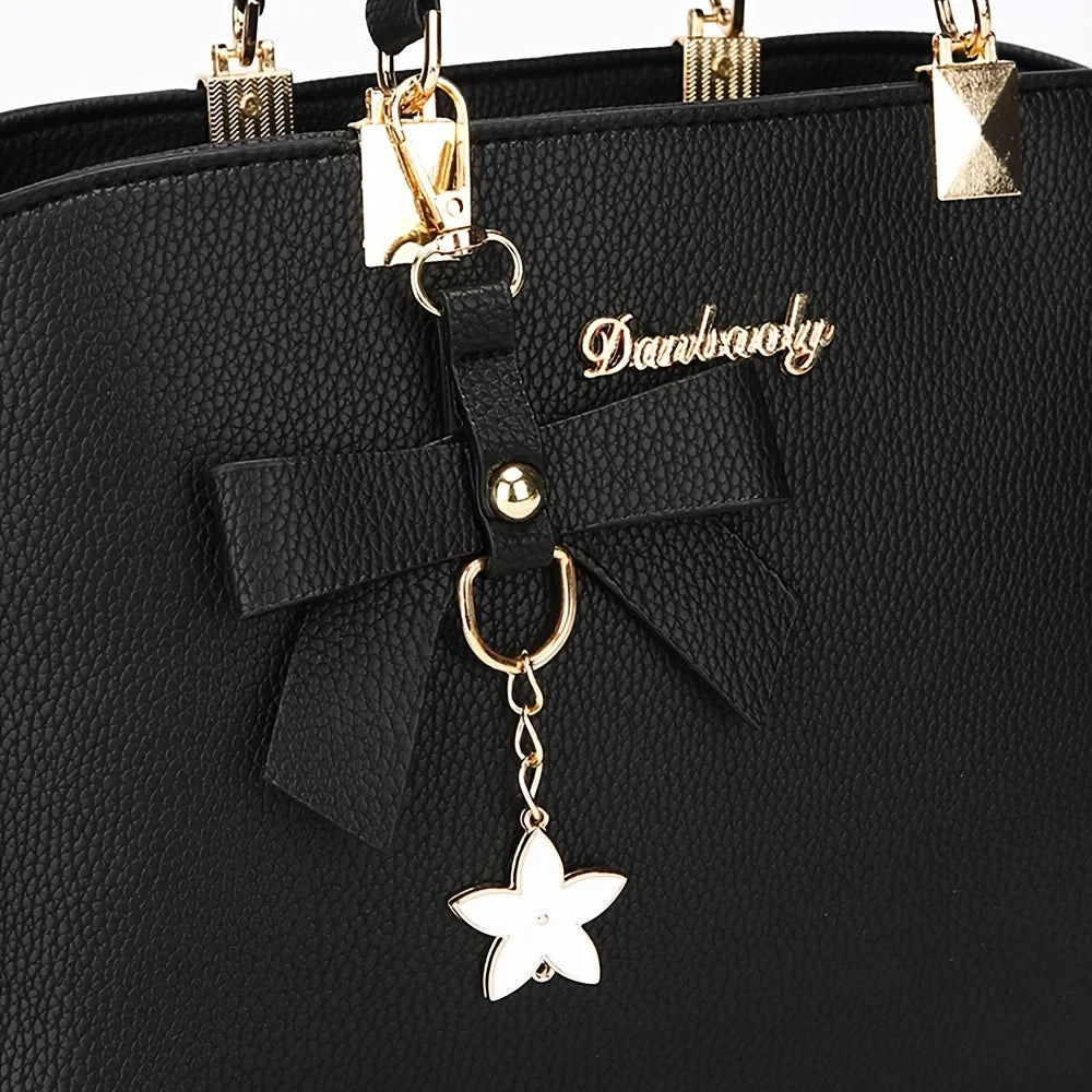 Elegant Bowknot Shoulder Bag With Multiple Compartments - Smarsty