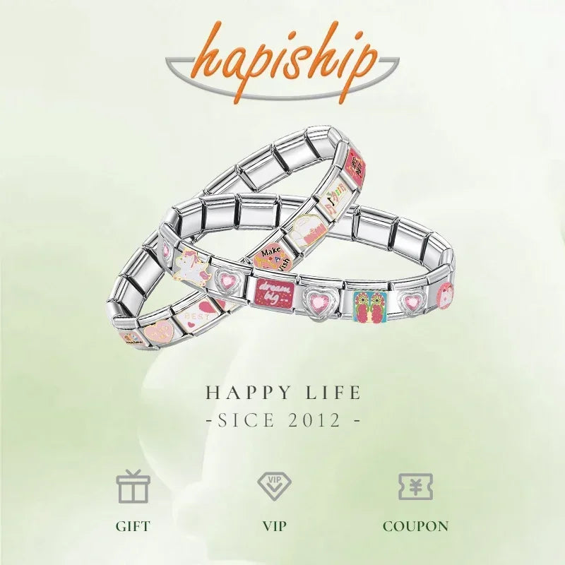 Hapiship Women's Italian Stainless Steel Charm Bracelet - Smarsty