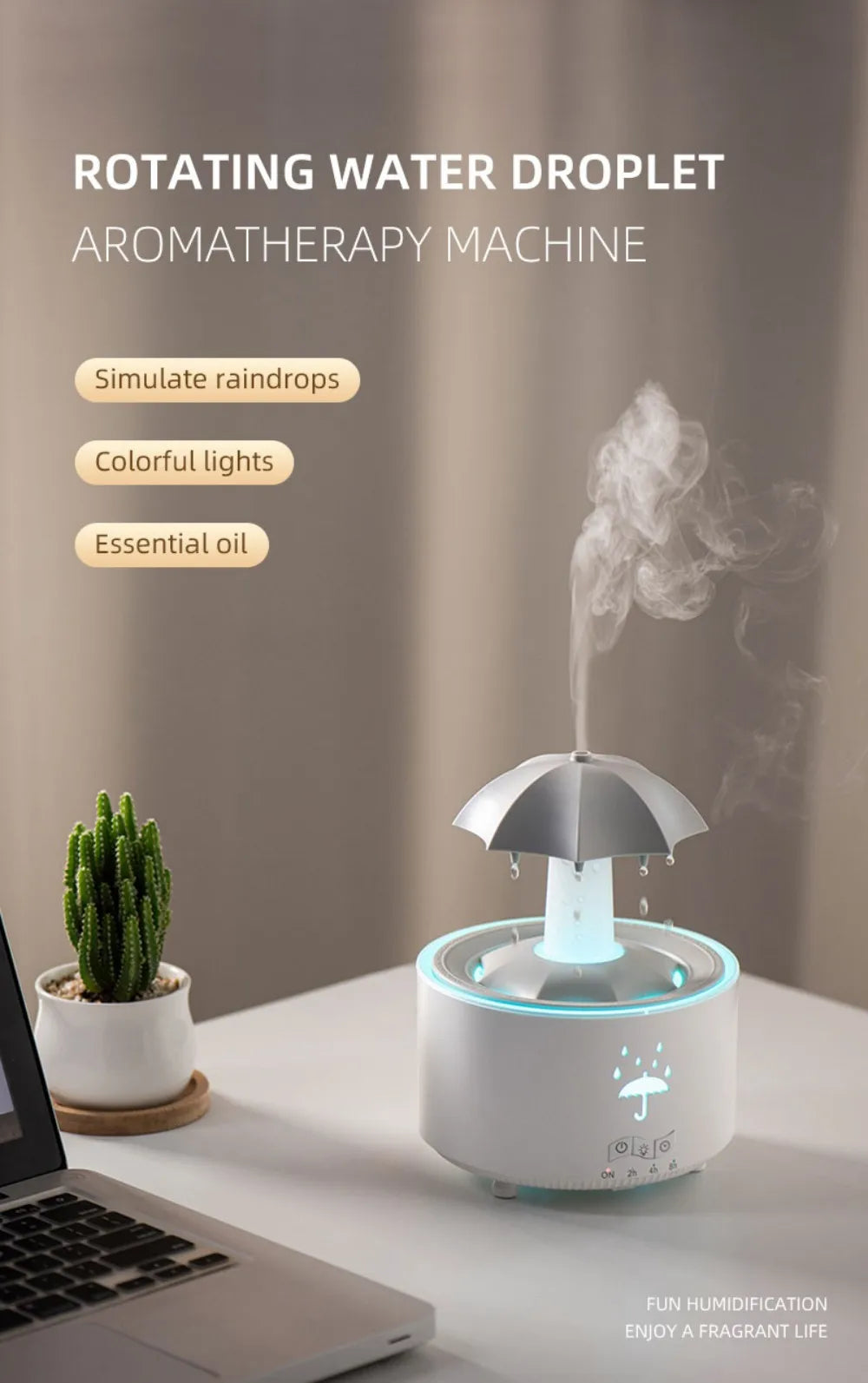 Rotating Umbrella Humidifier with Colorful Night Lights - Smarsty