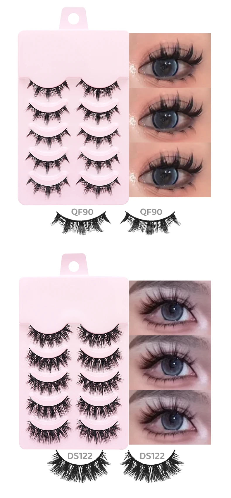 DINGSEN 5 Pairs Soft Natural Long False Eyelashes - Smarsty