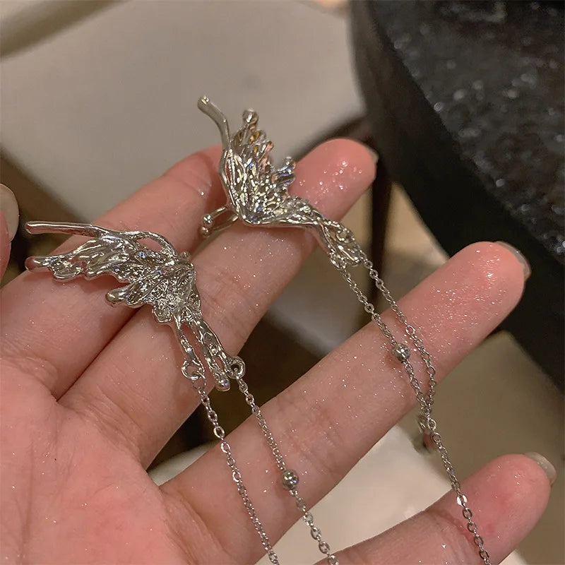Elegant Butterfly Tassel Clip Earrings for No Piercing Fashion - Smarsty