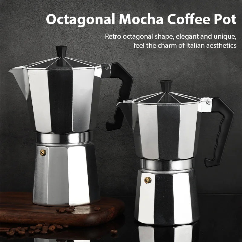 Aluminum Coffee Kettle Latte Percolator Home Italian Octagonal Moka Coffee Pot Office Travel Outdoor Camping Espresso Tea Pot