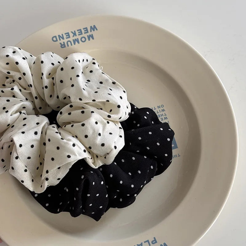 Elegant French Dot Scrunchies Soft Elastic Hair Ties - Smarsty