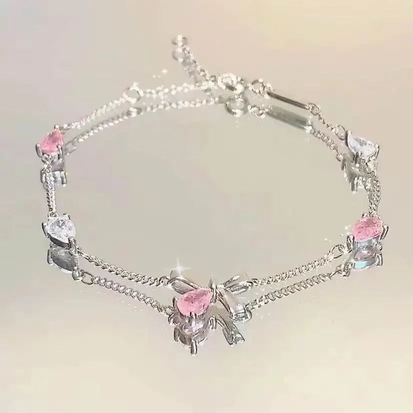 Women's Cherry Blossom Hand Jewelry with Pink Zircon - Smarsty