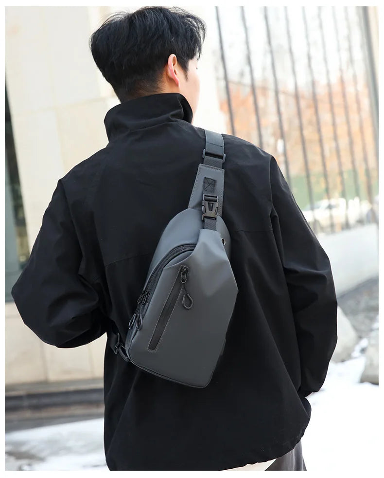 Mens Nylon Chest Bag With USB Charging Compact Crossbody - Smarsty