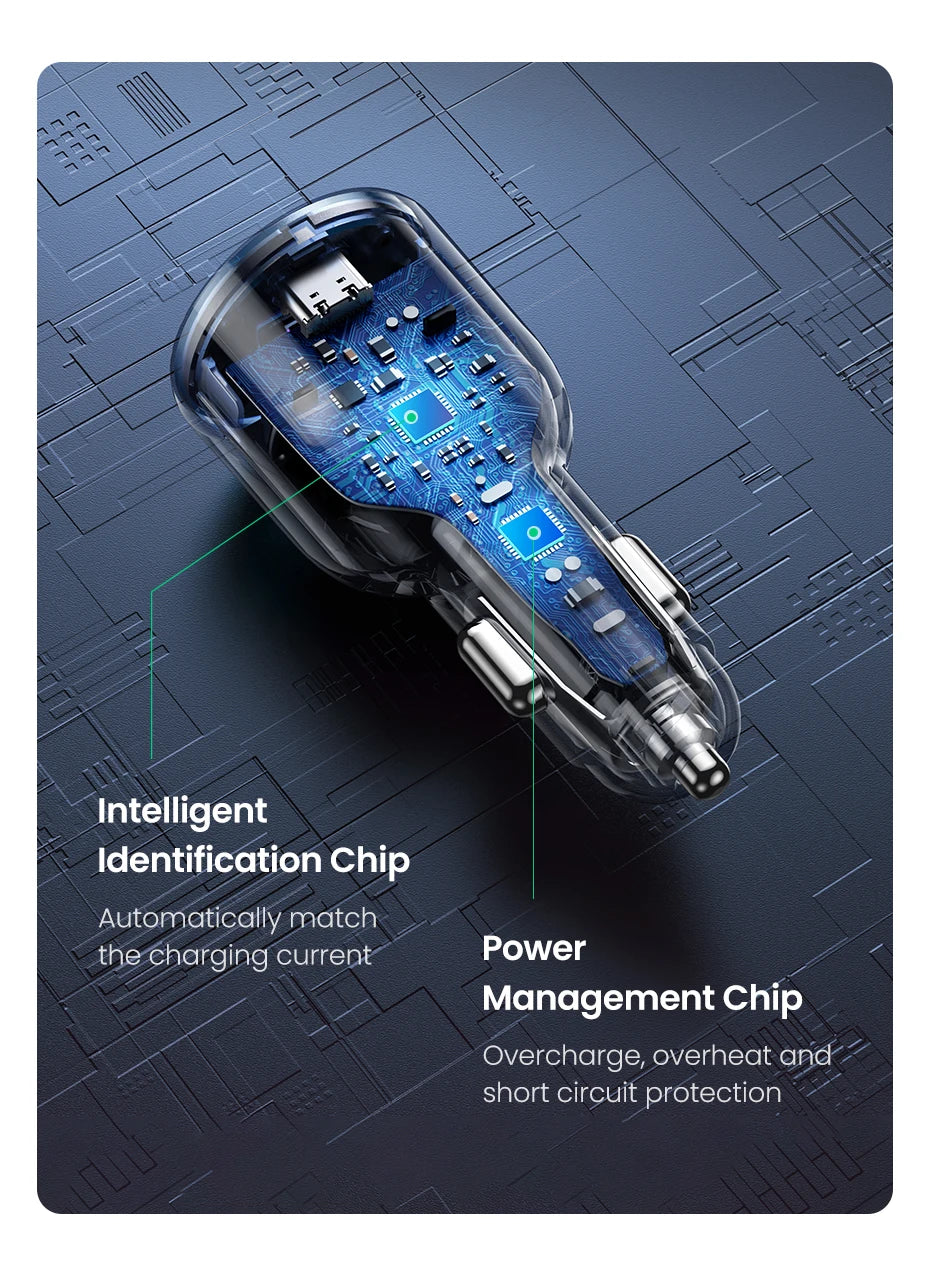 UGREEN 130W USB C Car Charger For Xiaomi iPhone 17 Samsung Galaxy S24 Laptops Tabet PD3.0 Fast Charging USB Type C Car Charger