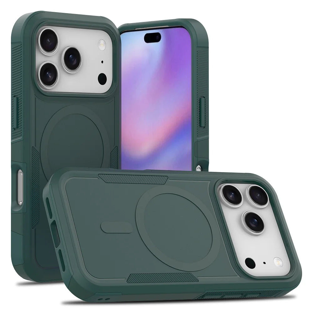 Shockproof Magnetic Phone Case For iPhone 17 Pro Max Air 17e 16e 15 14 Plus 13 12 Rugged For MagSafe Wireless Charging Cover