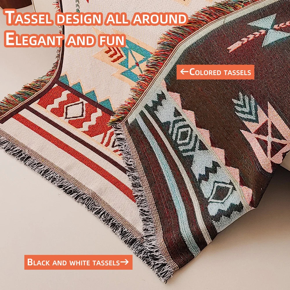 Oversized Boho Aztec Blanket for Cozy Decor - Smarsty
