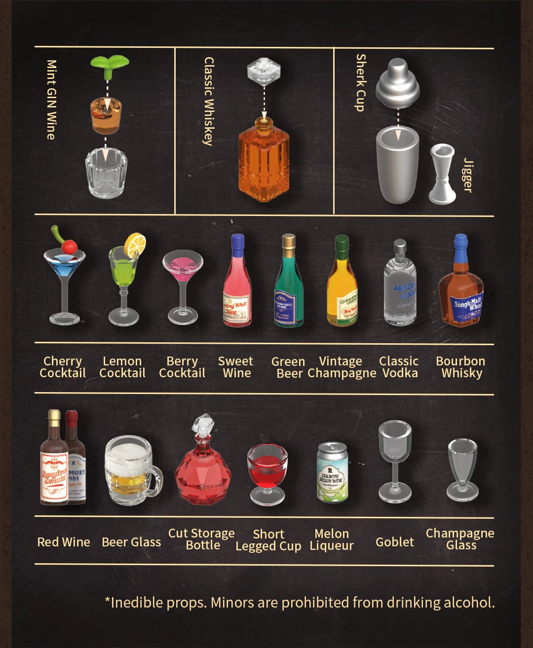 Robotime Rolife Super Creator Series Plastic Dollhouse Building Blocks for Kids Yum Burgers Leisurely Cheers Bar Sweet Sips Tea