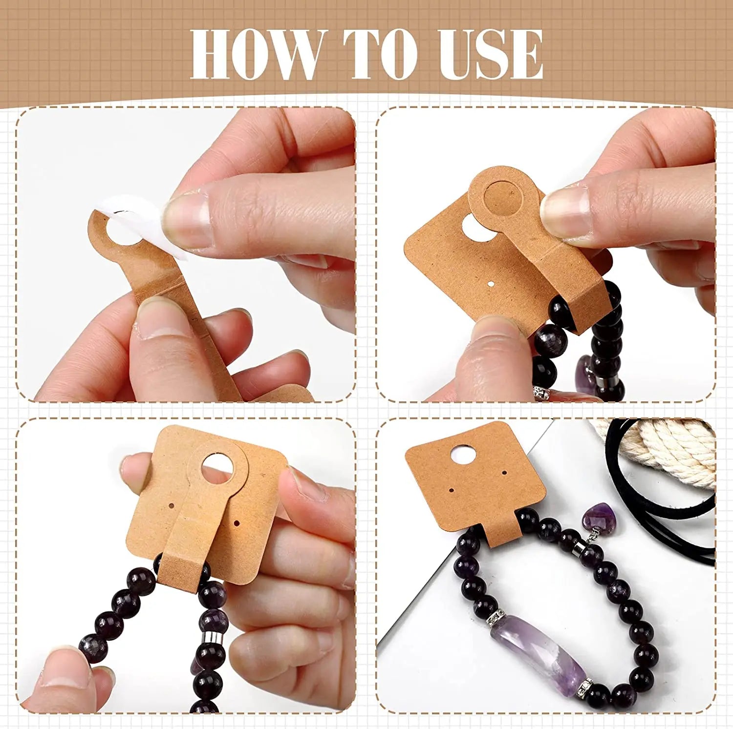 50pcs Self Adhesive Kraft Paper Jewelry Tags for Retail Display - Smarsty