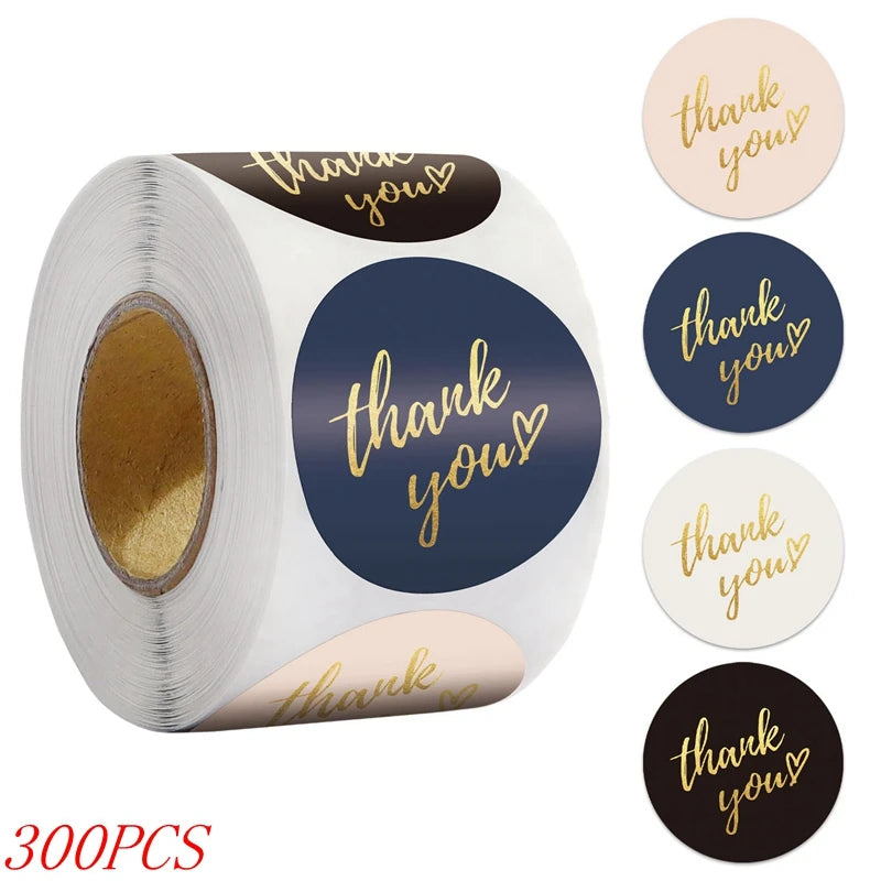 50-500pcs 1inch Blue Thank You Stickers For Envelope Sealing Labels Stationery Supplies Handmade Wedding Gift Decoration Sticker - Smarsty