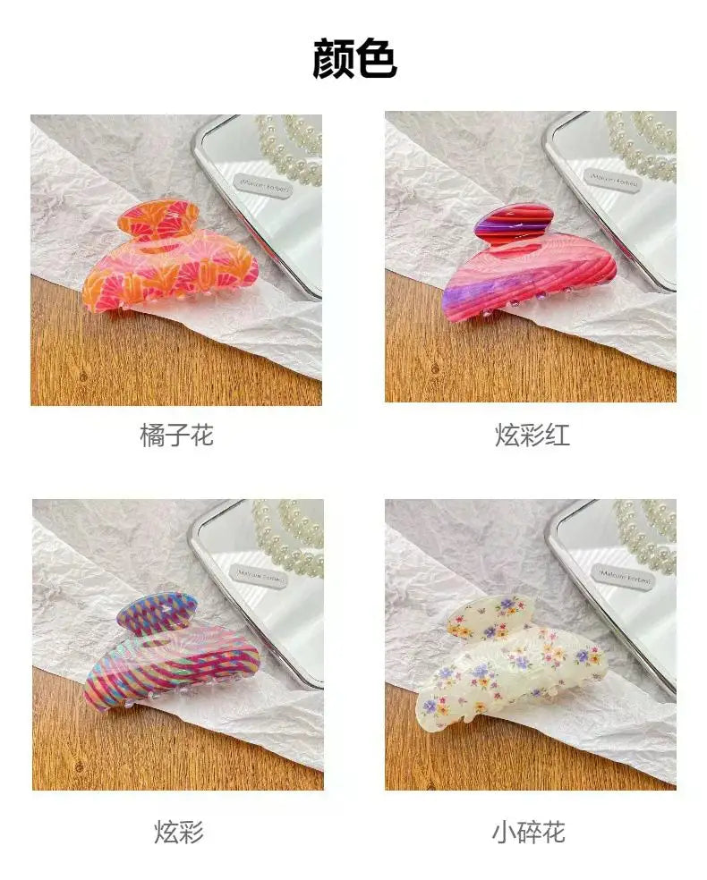 Vintage Floral Hair Claw Clip Elegant Colorful Design - Smarsty