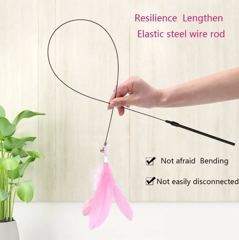 Interactive Cat Teaser Stick With Replaceable Feather - Smarsty