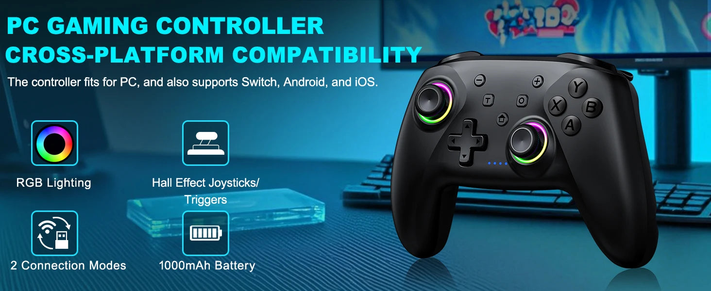 Dinofire Wireless Bluetooth RGB Controller for Nintendo Switch - Smarsty